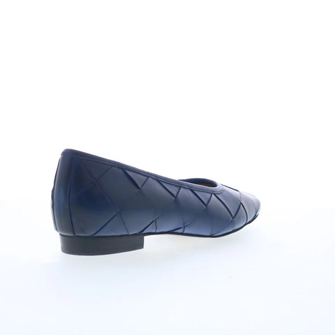 Trotters Hanny T2125-427 Womens Blue Leather Slip On Pumps Heels Shoes