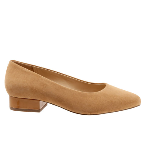 Trotters Jewel T2126-219 Womens Brown Wide Suede Slip On Pumps Heels Shoes