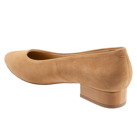 Trotters Jewel T2126-219 Womens Brown Wide Suede Slip On Pumps Heels Shoes