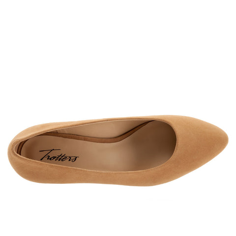 Trotters Jewel T2126-219 Womens Brown Wide Suede Slip On Pumps Heels Shoes