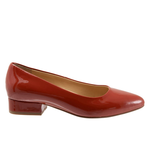 Trotters Jewel T2126-659 Womens Red Leather Slip On Pumps Heels Shoes