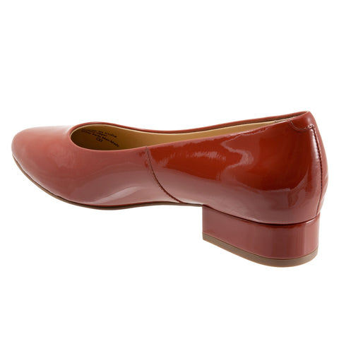 Trotters Jewel T2126-659 Womens Red Leather Slip On Pumps Heels Shoes