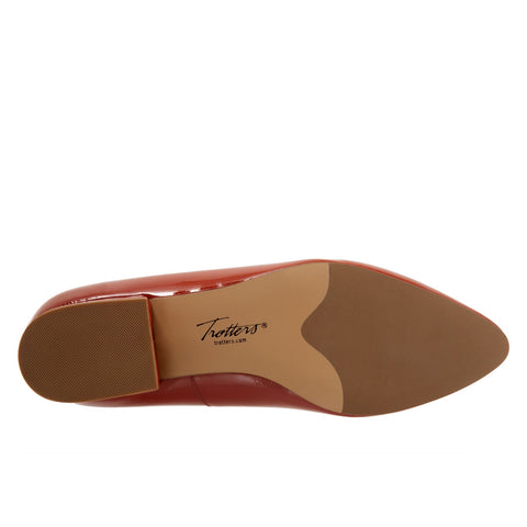 Trotters Jewel T2126-659 Womens Red Leather Slip On Pumps Heels Shoes