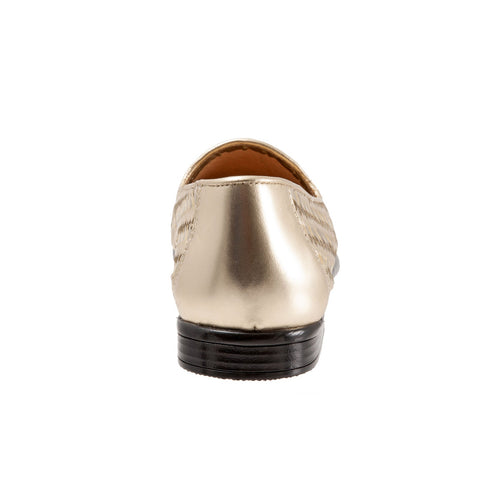 Trotters Liz III T2131-915 Womens Gold Narrow Leather Loafer Flats Shoes