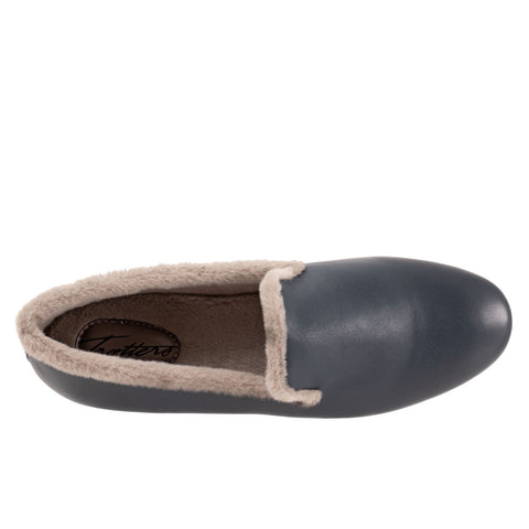 Trotters Glory T2160-400 Womens Blue Leather Slip On Loafer Flats Shoes