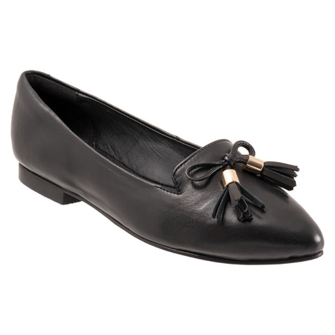 Trotters Hope T2162-001 Womens Black Wide Leather Loafer Flats Shoes