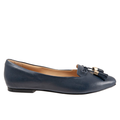 Trotters Hope T2162-400 Womens Blue Narrow Leather Loafer Flats Shoes