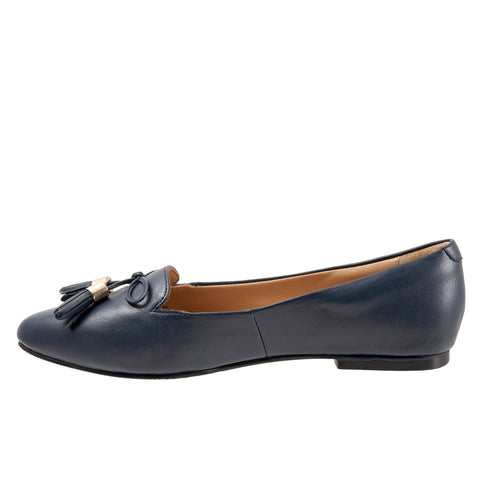 Trotters Hope T2162-400 Womens Blue Wide Leather Slip On Loafer Flats Shoes