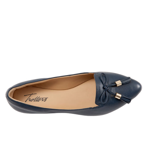 Trotters Hope T2162-400 Womens Blue Wide Leather Slip On Loafer Flats Shoes