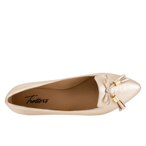 Trotters Hope T2162-719 Womens Gold Leather Slip On Loafer Flats Shoes