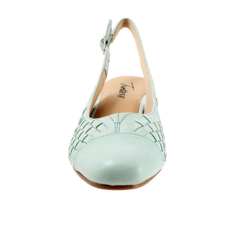 Trotters Dea Woven T2168-326 Womens Blue Leather Slingback Heels Shoes