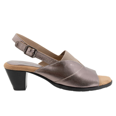 Trotters Mavis T2206-043 Womens Gray Leather Heeled Sandals Shoes