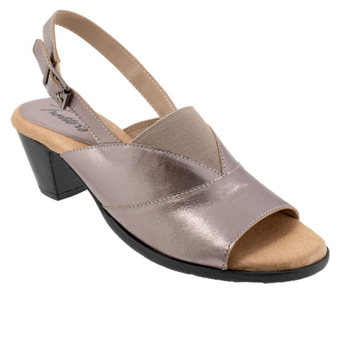 Trotters Mavis T2206-043 Womens Gray Leather Heeled Sandals Shoes