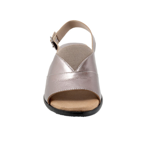 Trotters Mavis T2206-043 Womens Gray Leather Heeled Sandals Shoes