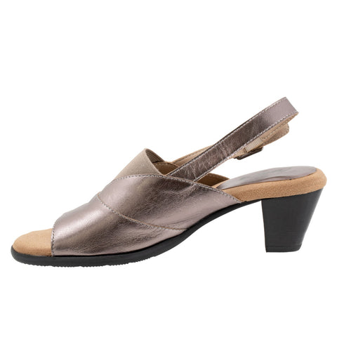 Trotters Mavis T2206-043 Womens Gray Leather Heeled Sandals Shoes