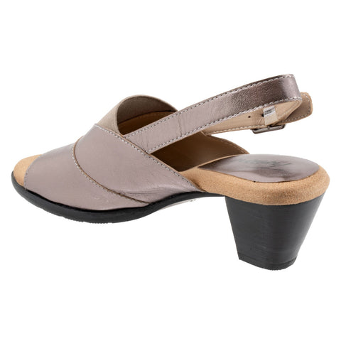 Trotters Mavis T2206-043 Womens Gray Leather Heeled Sandals Shoes