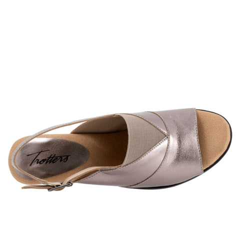 Trotters Mavis T2206-043 Womens Gray Leather Heeled Sandals Shoes