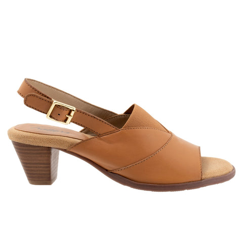 Trotters Mavis T2206-215 Womens Brown Leather Heeled Sandals Shoes