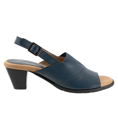 Trotters Mavis T2206-400 Womens Blue Leather Heeled Sandals Shoes