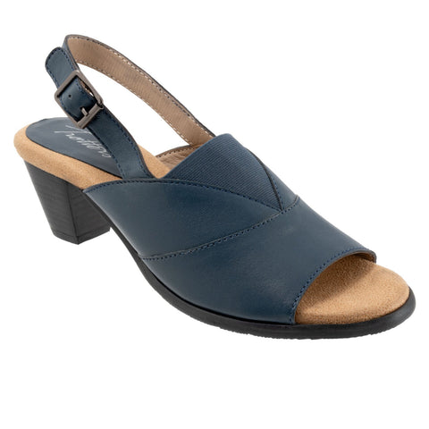 Trotters Mavis T2206-400 Womens Blue Leather Heeled Sandals Shoes