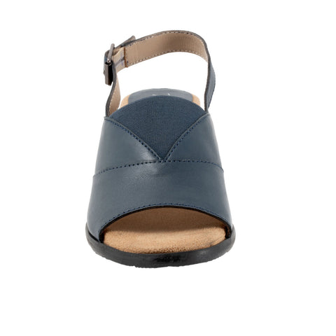 Trotters Mavis T2206-400 Womens Blue Leather Heeled Sandals Shoes
