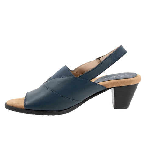 Trotters Mavis T2206-400 Womens Blue Leather Heeled Sandals Shoes