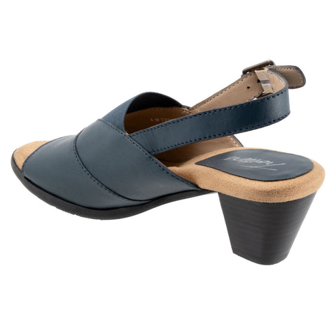 Trotters Mavis T2206-400 Womens Blue Leather Heeled Sandals Shoes