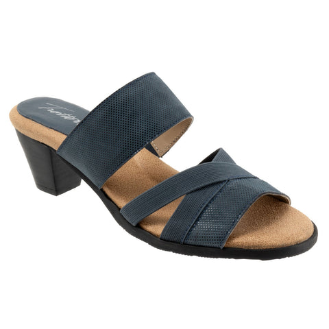 Trotters Maxine T2207-406 Womens Blue Narrow Leather Heeled Sandals Shoes