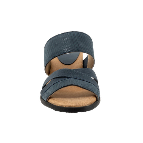 Trotters Maxine T2207-406 Womens Blue Narrow Leather Heeled Sandals Shoes