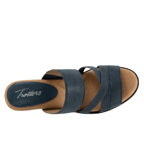 Trotters Maxine T2207-406 Womens Blue Narrow Leather Heeled Sandals Shoes
