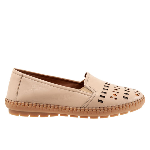 Trotters Remi T2208-138 Womens Beige Wide Leather Slip On Loafer Flats Shoes