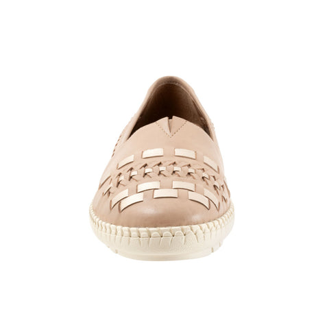 Trotters Rory T2209-140 Womens Beige Leather Slip On Loafer Flats Shoes