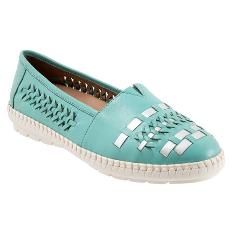 Trotters Rory T2209-434 Womens Blue Leather Slip On Loafer Flats Shoes