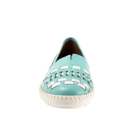 Trotters Rory T2209-434 Womens Blue Leather Slip On Loafer Flats Shoes