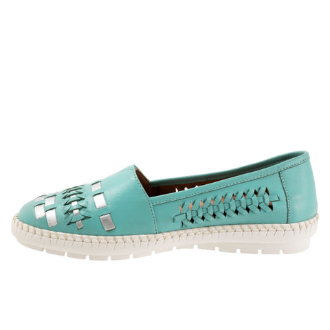 Trotters Rory T2209-434 Womens Blue Narrow Leather Loafer Flats Shoes