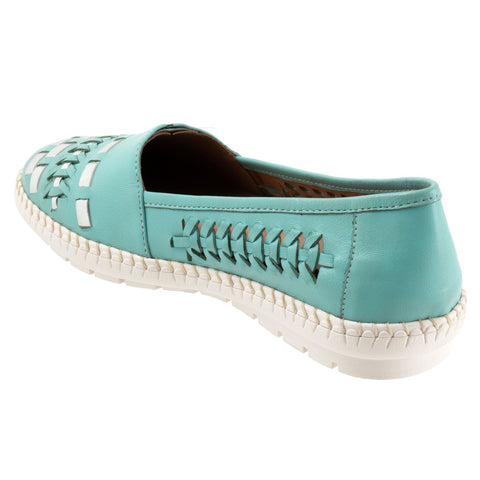 Trotters Rory T2209-434 Womens Blue Leather Slip On Loafer Flats Shoes