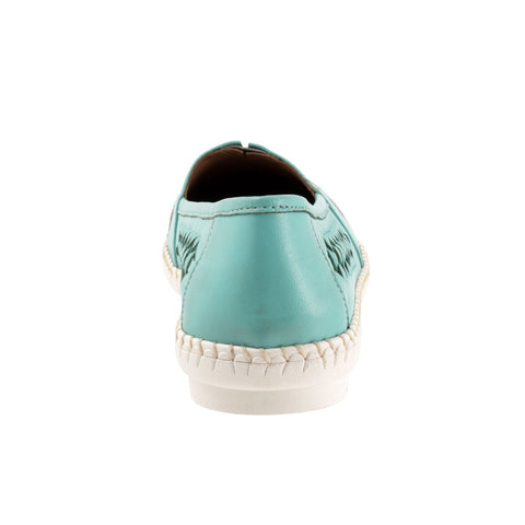Trotters Rory T2209-434 Womens Blue Narrow Leather Loafer Flats Shoes