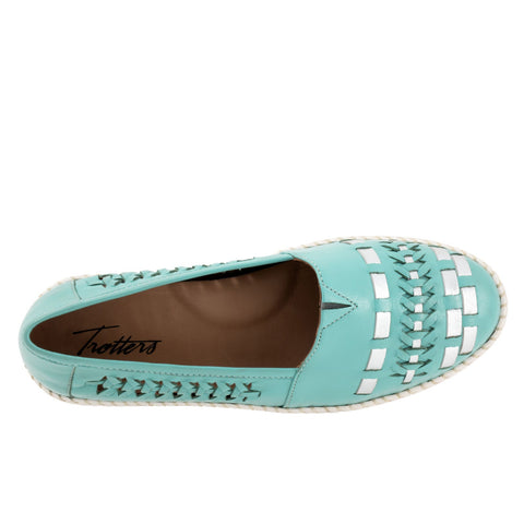 Trotters Rory T2209-434 Womens Blue Leather Slip On Loafer Flats Shoes