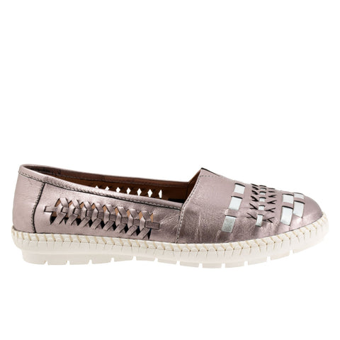 Trotters Rory T2209-914 Womens Gray Leather Slip On Loafer Flats Shoes