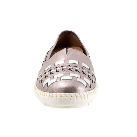 Trotters Rory T2209-914 Womens Gray Leather Slip On Loafer Flats Shoes