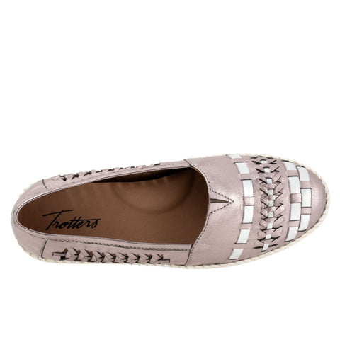 Trotters Rory T2209-914 Womens Gray Leather Slip On Loafer Flats Shoes