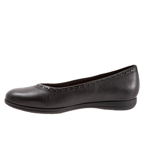 Trotters Dixie T2217-001 Womens Black Wide Leather Ballet Flats Shoes
