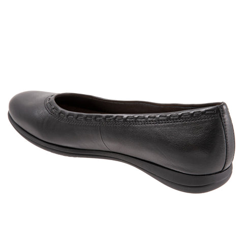 Trotters Dixie T2217-001 Womens Black Wide Leather Ballet Flats Shoes