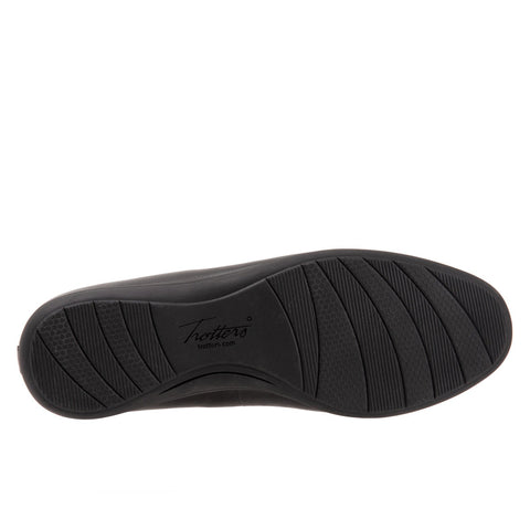 Trotters Dixie T2217-001 Womens Black Wide Leather Ballet Flats Shoes