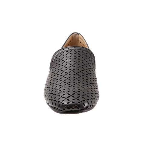 Trotters Ginger T2219-001 Womens Black Narrow Leather Loafer Flats Shoes