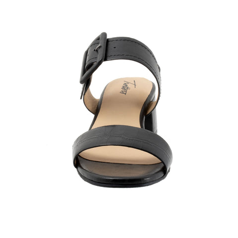 Trotters Laila T2222-001 Womens Black Leather Heeled Sandals Shoes