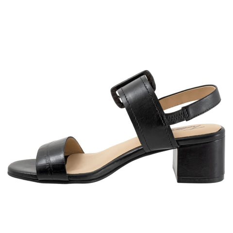 Trotters Laila T2222-001 Womens Black Leather Heeled Sandals Shoes