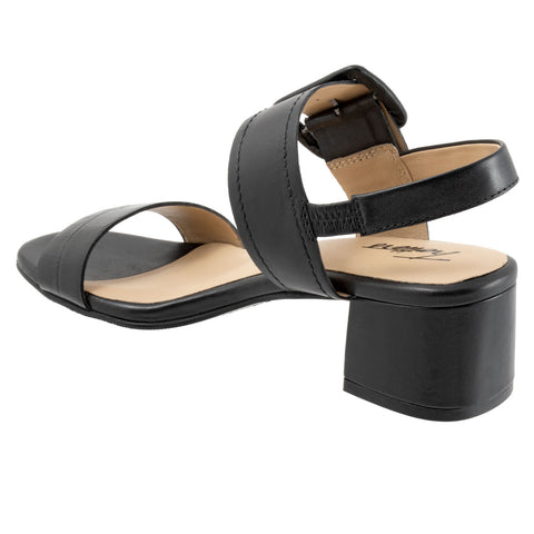 Trotters Laila T2222-001 Womens Black Leather Heeled Sandals Shoes