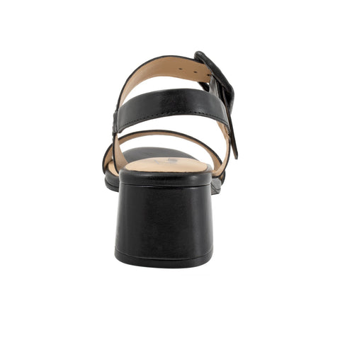 Trotters Laila T2222-001 Womens Black Leather Heeled Sandals Shoes