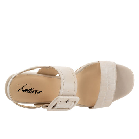 Trotters Laila T2222-112 Womens Beige Leather Heeled Sandals Shoes